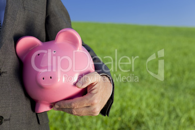 Green Investment Pink Piggy Bank