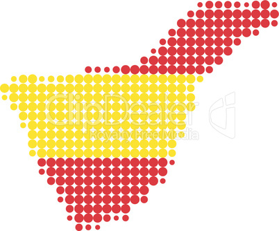 Karte von Teneriffa in Farben der spanischen Flagge