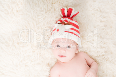 Newborn baby in chritstmas hat