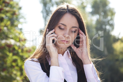 Serious woman call  phone