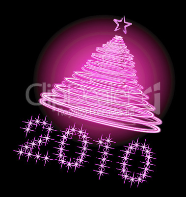 Christmas tree vector on black background. No transparency and effects.