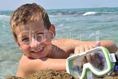 Boy with diving goggles