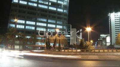 Cars in city by night Time lapse