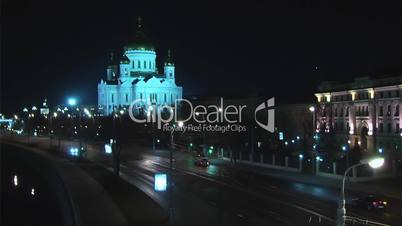 Night traffic near temple of Christ
