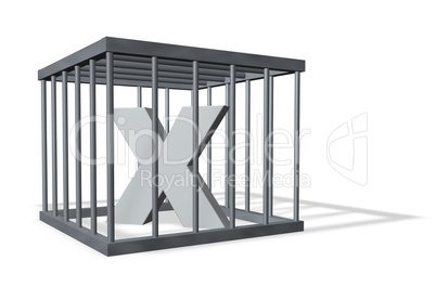 der buchstabe x in einem käfig