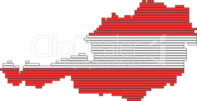 Karte und Fahne von Österreich