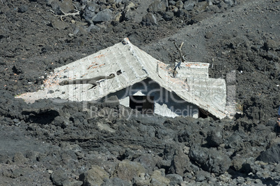house under landslide near Etna, Sicily