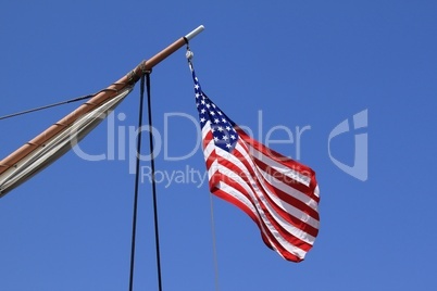 USA flag sail ship