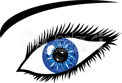 Blaues Auge mit Wimpern