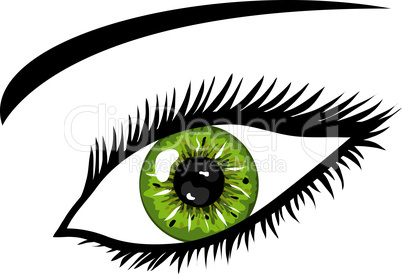 Grünes Auge mit Wimpern