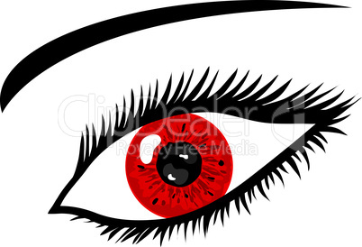 Rotes Auge mit Wimpern