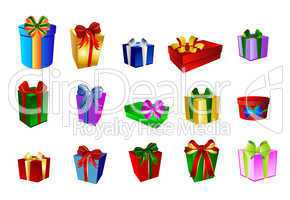 Set mit bunten Geschenken