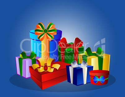 Bunte Geschenke auf blauem Hintergrund