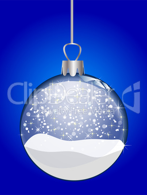 Weihnachtskugel auf blauem Hintergrund