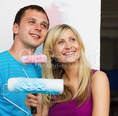 Couple thinking  with a new decoration home