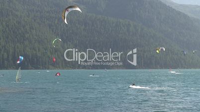 Kitesurfer Crossing The Lake Of Silvaplana