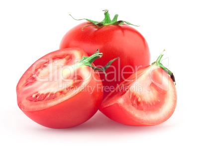 Tomato with green leaf