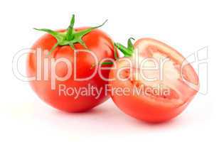 Tomato with green leaf