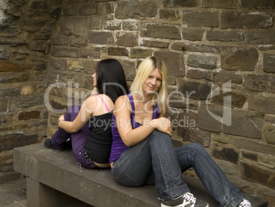 Girls in front of a wall#3