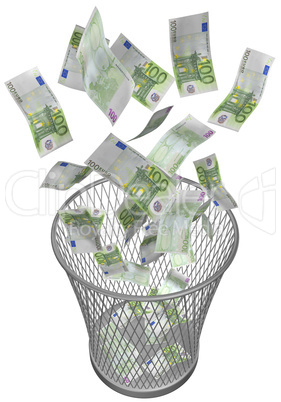 wastebasket with euros