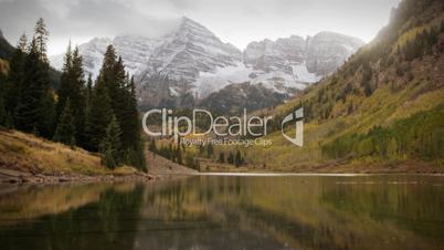 (1119) Autumn Early Snow Storm - Maroon Bells Colorado Mountains and Aspens