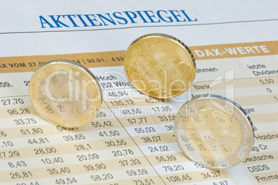 Euromünzen auf Kurstabelle