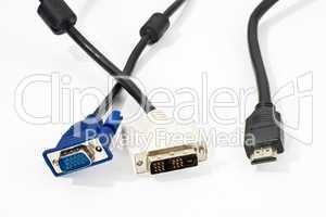 VGA, DVI und HDMI-Stecker, VGA, DVI and HDMI connector