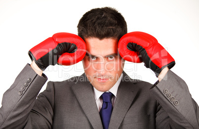 businessman with boxing gloves