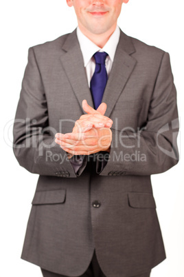 businessman clapping against