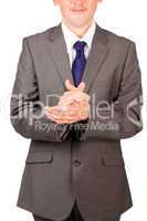 businessman clapping against