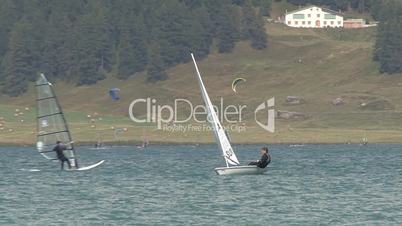 Panorama Lake Of Silvaplana with Sailing Boat