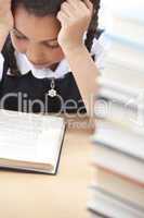 Young School Girl Reading A Book