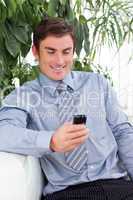 businessman sending a text