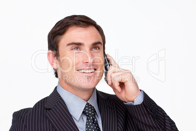 Portrait of a businessman on mobile