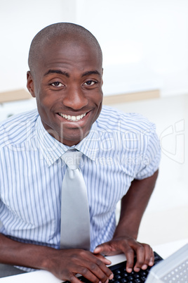 businessman typing in office