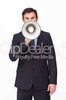 businessman with a megaphone