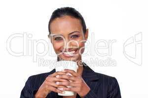 businesswoman drinking a cup of coffee