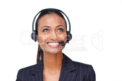 businesswoman with a headset on