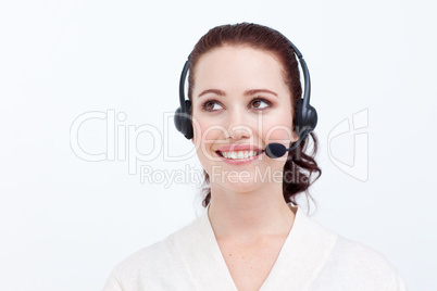 businesswoman with a headset on