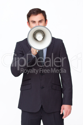 businessman with a megaphone