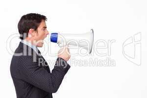 businessman with a megaphone