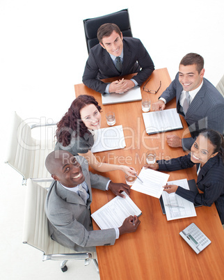 happy business people in a meeting