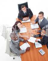 happy business people in a meeting