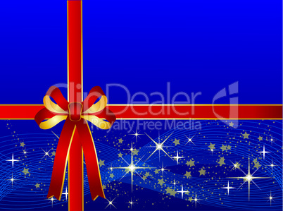 Blauer Weihnachtshintergrund mit Geschenkschleife