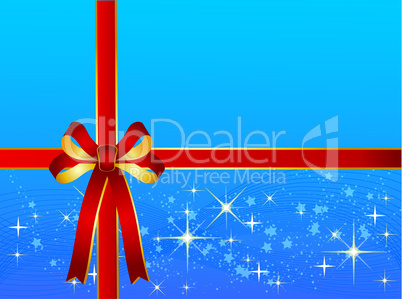 Hellblauer Weihnachtshintergrund mit Geschenkschleife