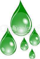 Illustration von 5 grünen Wassertropfen