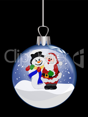 Weihnachtliche Schneekugel mit Nikolaus und Schneemann