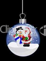 Weihnachtliche Schneekugel mit Nikolaus und Schneemann