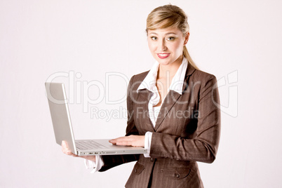 business woman is using a laptop