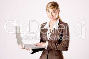 business woman is using a laptop